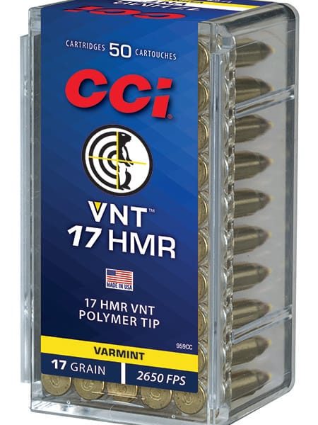 CCI 959CC VNT Rimfire 17HMR 17gr Varmint Tipped 50 Per Box/40 Case