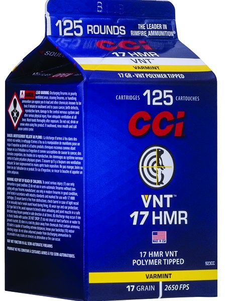 CCI 923CC VNT Rimfire 17HMR 17gr Varmint Tipped 125 Per Box/10 Case