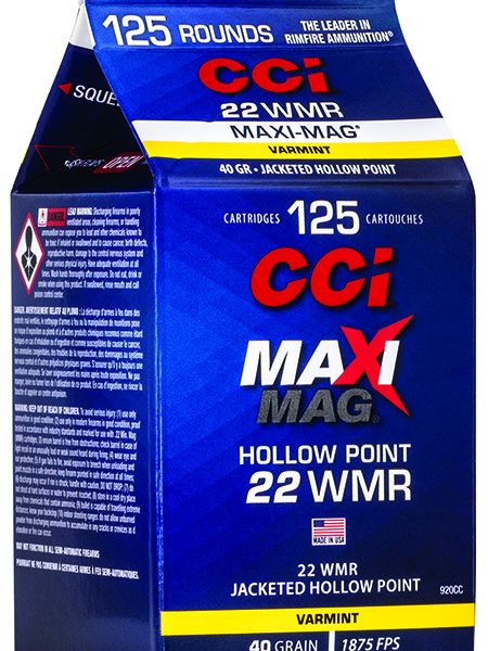 CCI 920CC Maxi-Mag Rimfire 22WMR 40gr Jacketed Hollow Point 125 Per Box/10 Case