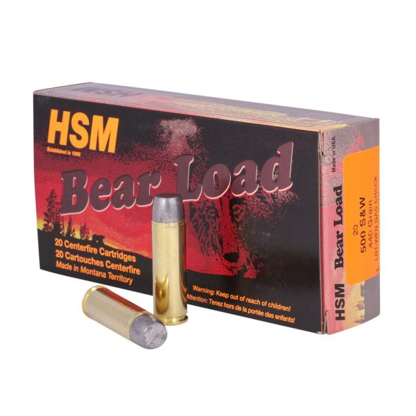 HSM 500SW6N Bear Load  500 S&W Mag 440 gr Wide Flat Nose 20 Per Box/ 25 Case