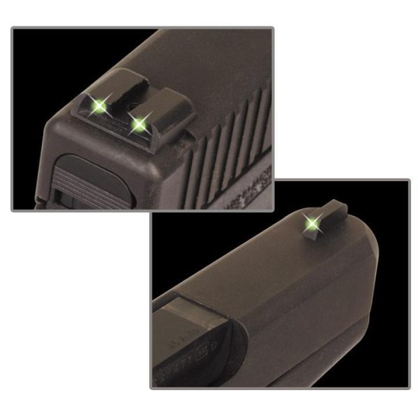 TruGlo TG231G1 Tritium  Green Tritium Front & Rear/Black Nitride Fortress Frame, Compatible w/Glock 9mm Luger/40 S&W, Front Post/Rear Dovetail Mount