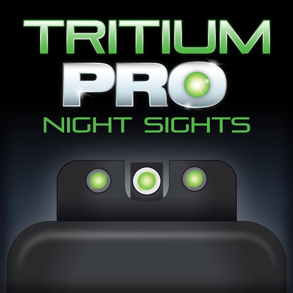 TruGlo TG231R3W Tritium Pro  Black | Green Tritium White Outline Front Sight Green Tritium Rear Sight
