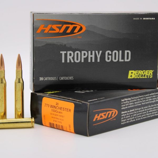 HSM 270150VLD Trophy Gold Extended Range 270 Win 150 gr Berger Hunting VLD Match 20 Per Box/ 20 Case