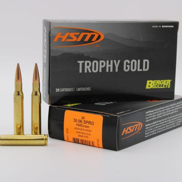 HSM 3006168VLD Trophy Gold Extended Range 30-06 Springfield 168 gr Berger Hunting VLD Match 20 Per Box/ 20 Case