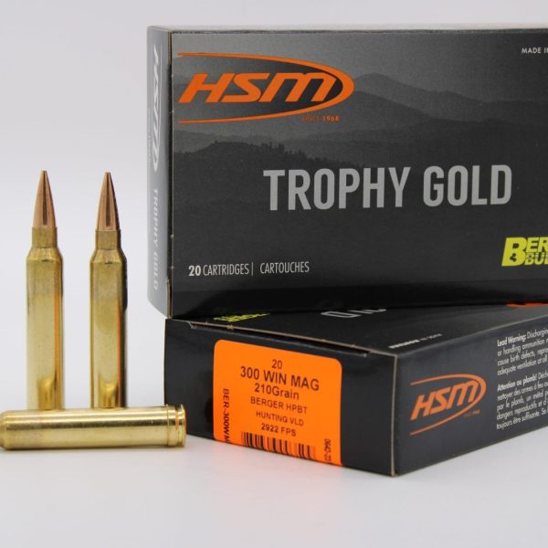 HSM 300WM210VLD Trophy Gold Extended Range 300 Win Mag 210 gr Berger Hunting VLD Match 20 Per Box/ 20 Case