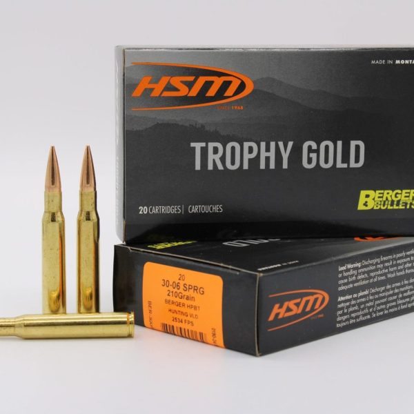 HSM 3006210VLD Trophy Gold Extended Range 30-06 Springfield 210 gr Berger Hunting VLD Match 20 Per Box/ 20 Case