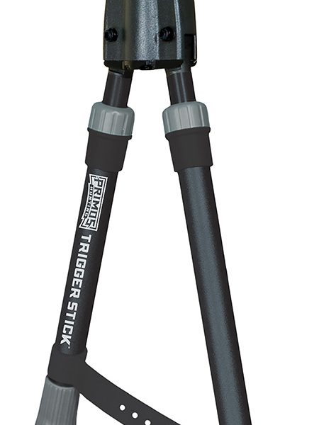 Primos 65825 Trigger Stick  Bipod made of Steel with Black & Gray Finish, QD Swivel Stud Attachment Mount Type & Short Height (Clam Package)