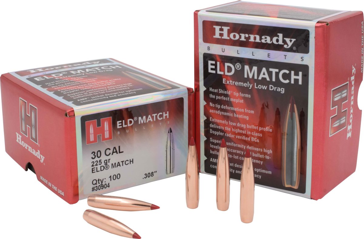Hornady 30904 Eld Match  30 Cal .308 225 Gr Extremely Low Drag Match 100 Per Box/ 15 Case