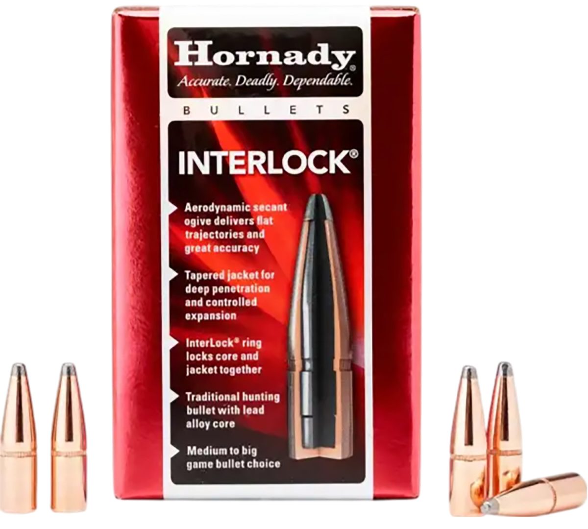 Hornady 2552 Interlock  25 Cal .257 117 Gr Boat Tail Spire Point 100 Per Box/ 25 Case