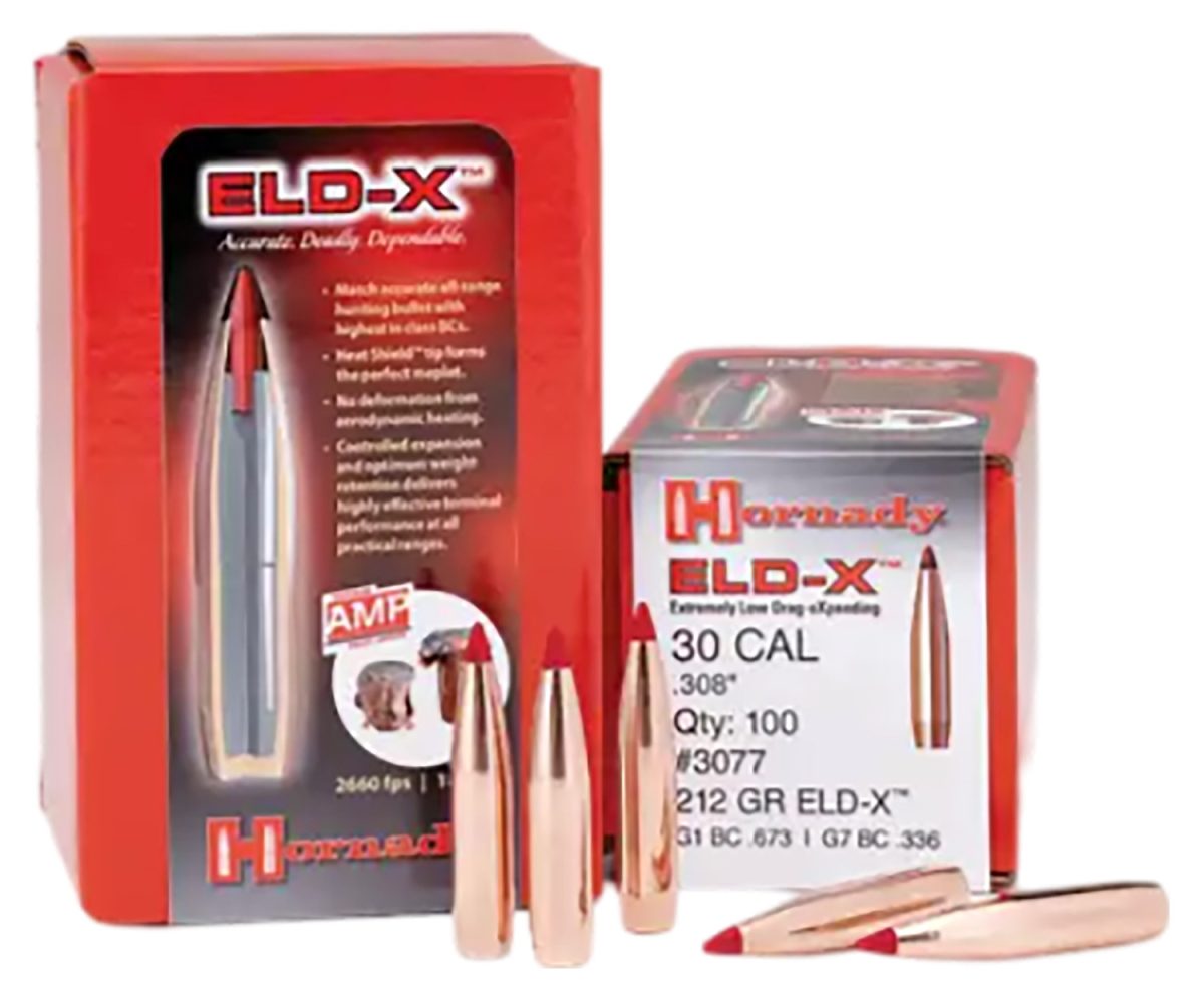 Hornady 3077 Eld-X  30 Cal .308 212 Gr Extremely Low Drag Expanding 100 Per Box/ 15 Case