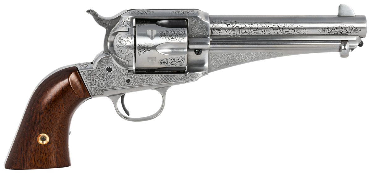Taylors &Amp; Company 550408 1875 Army Outlaw 45 Colt (Lc) Caliber With 5.50&Quot; Barrel, 6Rd Capacity Cylinder, Overall White Engraved Finish Steel &Amp; Walnut Grip
