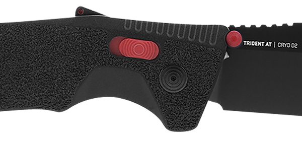 S.O.G SOG11120441 Trident AT 3.70" Folding Tanto Plain Black TiNi Cryo D2 Steel Blade/Black w/Red Accents GRN Handle Features Line Cutter/Glass Breaker
