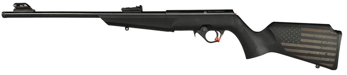 Rossi Rb22L1611En01 Rb22 Us Flag Compact 22 Lr 10+1 16.50&Quot; Matte Black Threaded Barrel, Black Aluminum Receiver, Black W/Us Flag Synthetic Fixed Stock