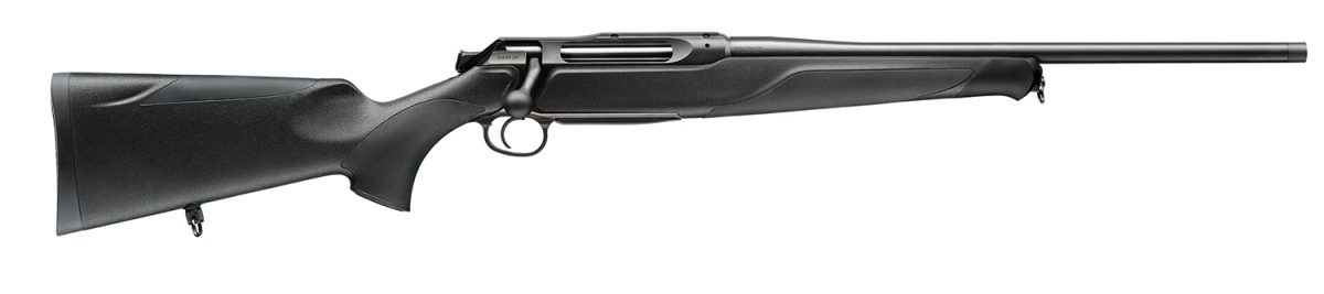 Sauer 80117637 505 Xt Full Size 300 Win Mag 3+1 24&Quot; Titanium Gray Threaded Barrel, Saddle Mount Steel Receiver, Black Fixed Synthetic Stock