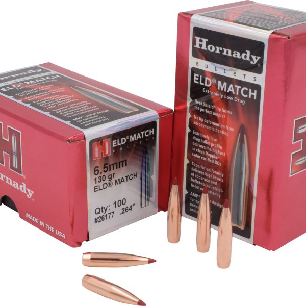 Hornady 26177 ELD Match  6.5mm .264 130 gr Extremely Low Drag Match 100 Per Box/ 15 Case