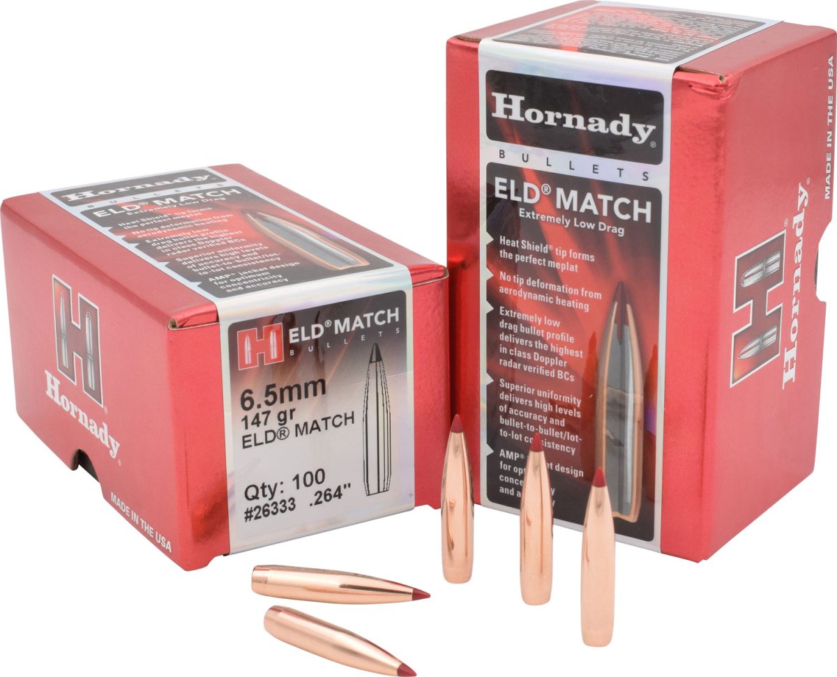 Hornady 26333 Eld Match  6.5Mm .264 147 Gr Extremely Low Drag Match 100 Per Box/ 15 Case