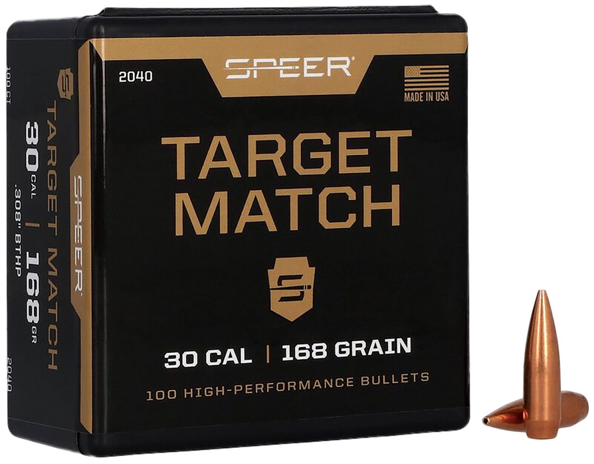 Speer 2040 Rifle Plinking Target Match .308 168 Gr Open Tip Match Boat Tail 100 Per Box/ 5 Case
