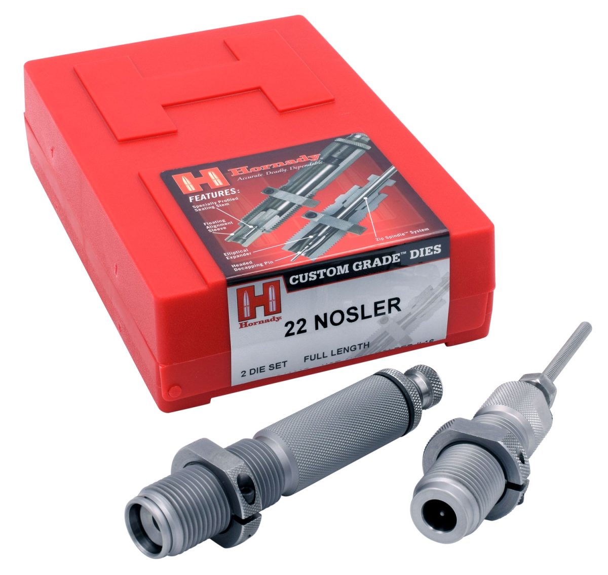 Hornady 546207 Custom Grade Series Iii 2 Die Set For 22 Nosler Includes Sizing Seater