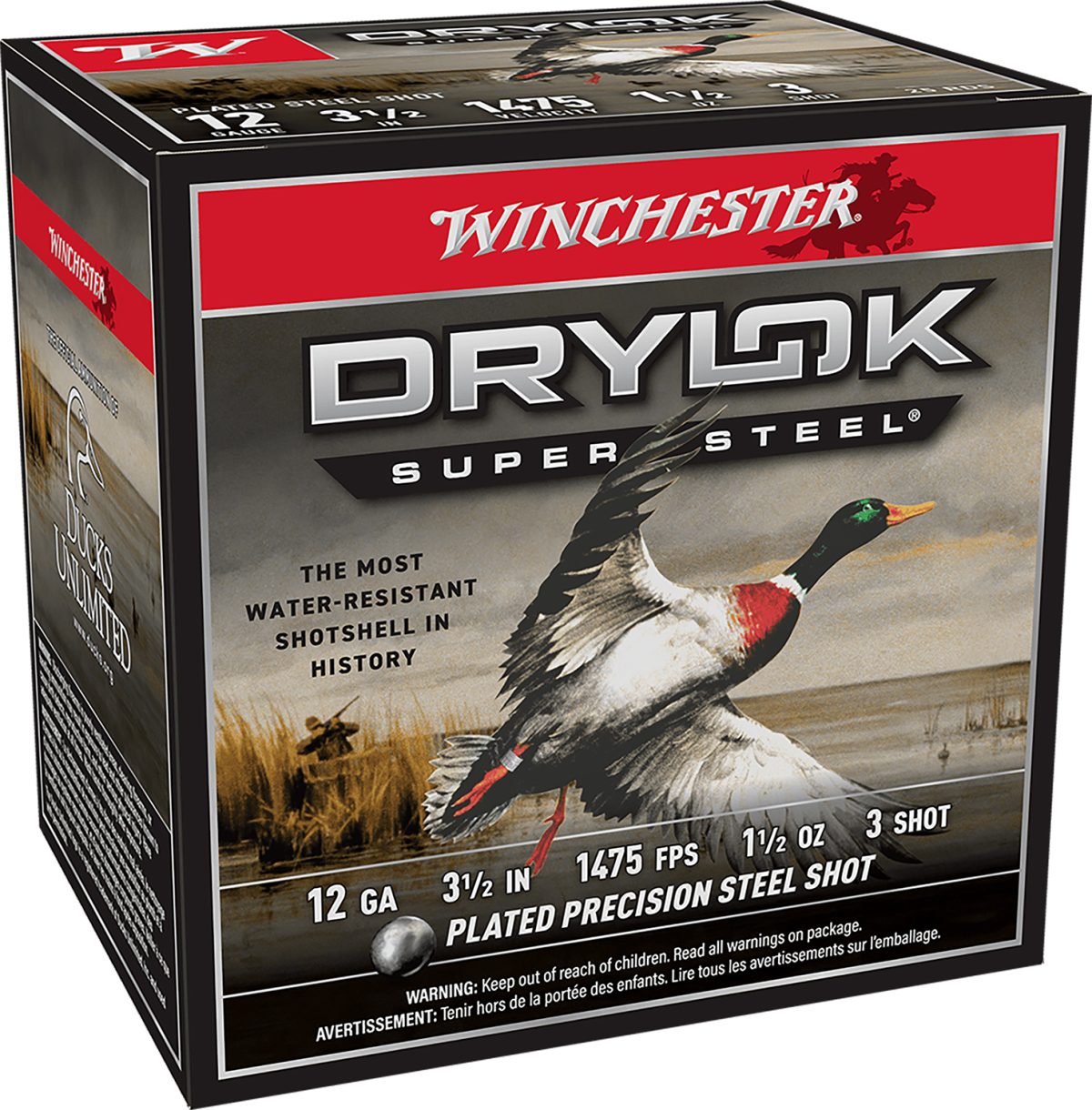 Winchester Ammo Ssh12Lh3 Drylok Super Steel High Velocity 12Gauge 3.50&Quot; 1 1/2Oz 3Shot 25 Per Box/10 Case