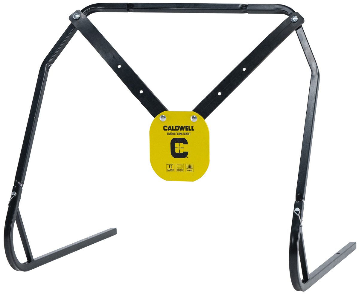 Caldwell 1140016 Gong &Amp; Target Stand  8&Quot; Yellow Ar500 Steel Gong Hanging Includes Xl Strap Hangers