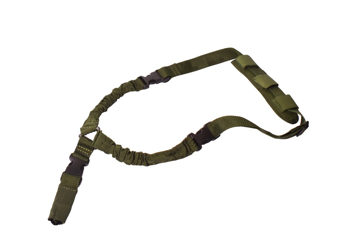 Rukx Gear Atict1Psg Tactical Single Point Sling 1.25&Quot; Wide Adjustable Bungee Made Of Green Nylon With Foam Padding &Amp; Side Release Buckles