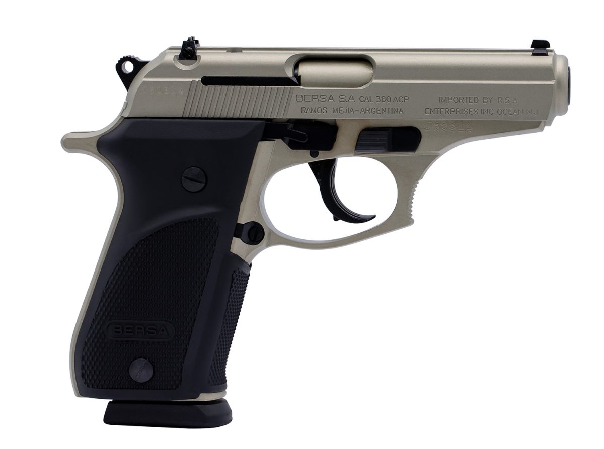 Bersa Thun380Pnkl15 Thunder Plus Sub-Compact Frame 380 Acp 15+1, 3.50&Quot; Nickel Steel Barrel, Nickel Cerakote Serrated Steel Slide, Nickel Cerakote Aluminum Frame W/Beavertail, Black Rubber Grip