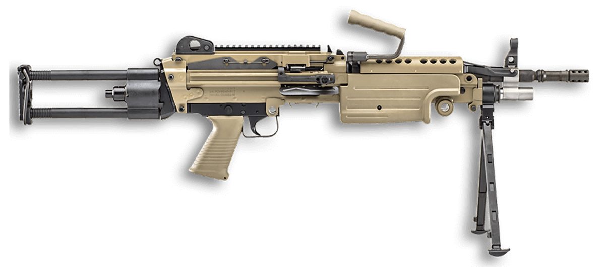 Fn 46100172 M249S Para 5.56X45Mm Nato 16.10&Quot; Barrel 30+1 Mag Or 200Rd Belt Capacity,  Flat Dark Earth Rotating &Amp; Telescoping Stock, Hydraulic Recoil Buffer, Non-Slip Buttplate, Optics Ready
