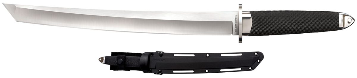 Cold Steel Cs35Ae Magnum Tanto Xii  12&Quot; Fixed Tanto Plain Satin Vg-10 San Mai Blade/Black Textured/Oval Kray-Ex Handle Includes Sheath