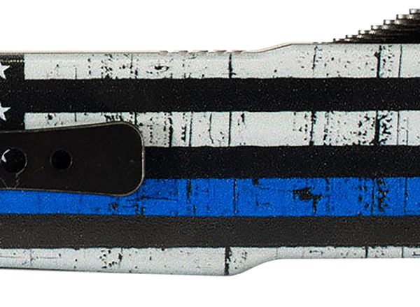Templar Knife LABTB52 Premium Lightweight Large 3.50" OTF Tanto Part Serrated Black Oxide Stonewashed Powdered D2 Steel Blade 5.25" Black & White w/Blue Line Anodized Aluminum Handle