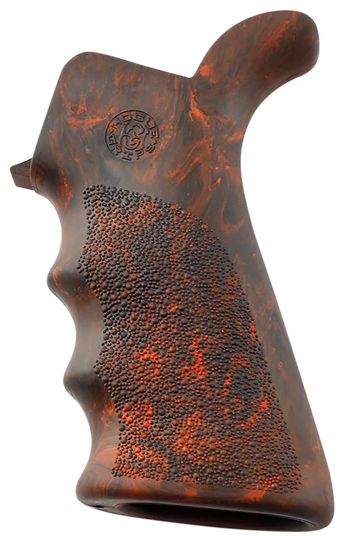 Hogue 15421 Overmolded Beavertail Made Of Rubber With Red Lava Finish, Cobblestone Texture &Amp; Finger Grooves For Ar-15, M16