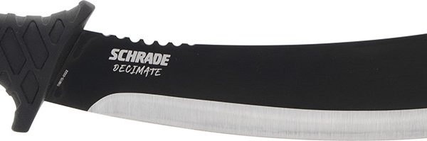 Schrade 1182527 Decimate Parang  11.75" Fixed Parang Plain Black Black Oxide 3Cr13 Steel Blade 6.75" Black Rubber Overmold Handle Includes Sheath