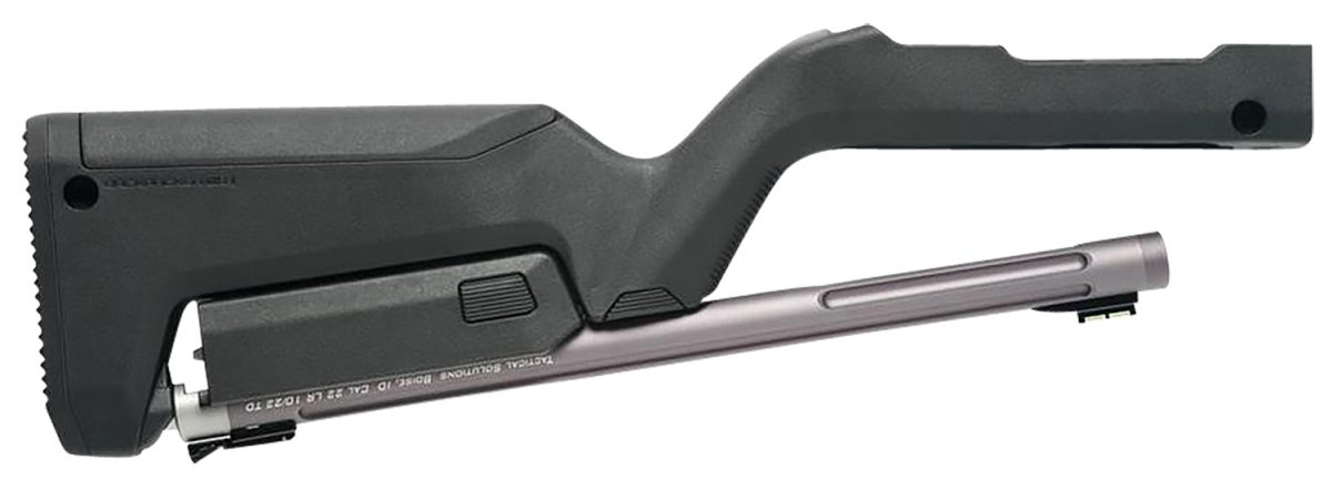 Tactical Solutions Tdcgmgbblk X-Ring Takedown Barrel And Stock Combo 22 Lr 16.50&Quot; Gunmetal Gray Fluted &Amp; Threaded With Fiber Optic Sight, Black Magpul Backpacker Stock Fits Ruger 10/22 Takedown