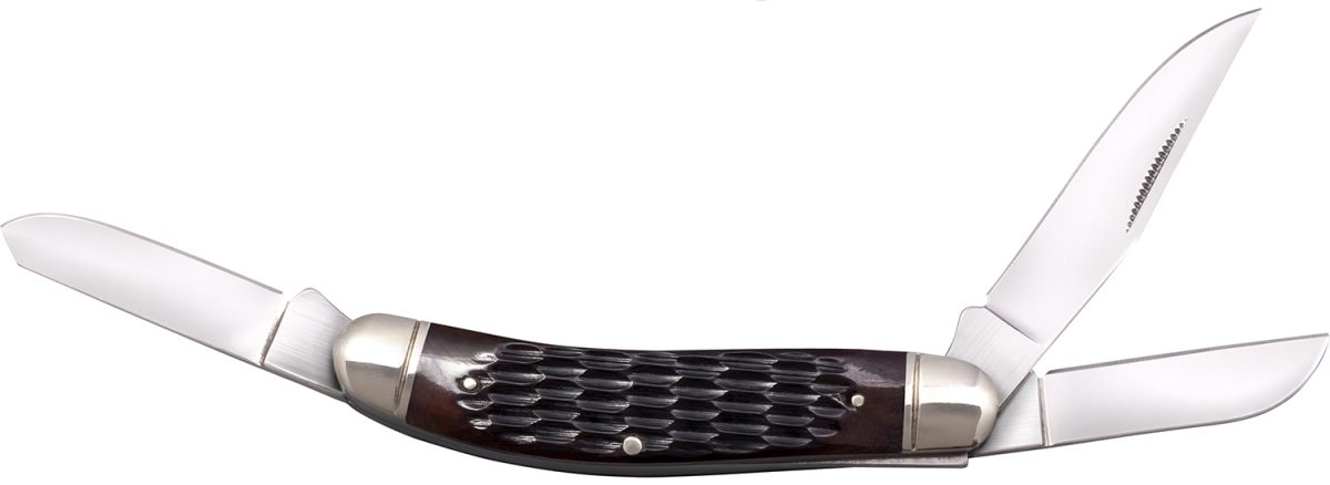 Cold Steel Csflgstkmj Gentleman'S Stockman 2&Quot;/2.10&Quot;/2.50&Quot; Folding Clip/Sheepsfoot/Spey Plain 8Cr13Mov Ss Blade/Brown Jigged W/Polished Bolsters Bone Handle