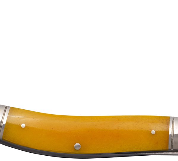 Cold Steel CSFLGSTKMY Gentleman's Stockman 2"/2.10"/2.50" Folding Clip/Sheepsfoot/Spey Plain 8Cr13MoV SS Blade/Yellow w/Polished Bolsters Bone Handle