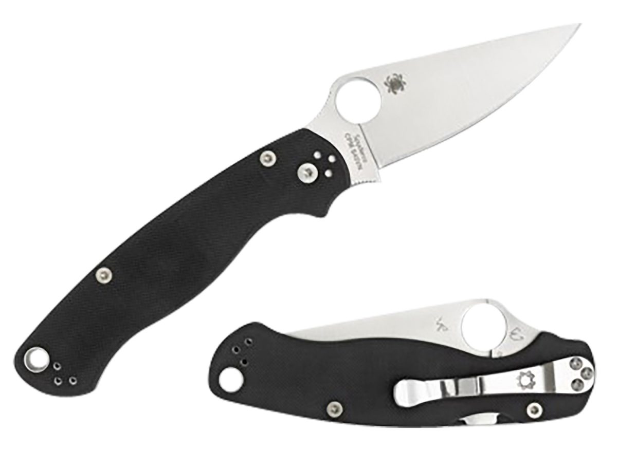 Spyderco C81Gple2 Para Military 2  3.42&Quot; Folding Plain Satin Cpm S45Vn Ss Blade Black Textured G10 Handle Left Hand Includes Pocket Clip