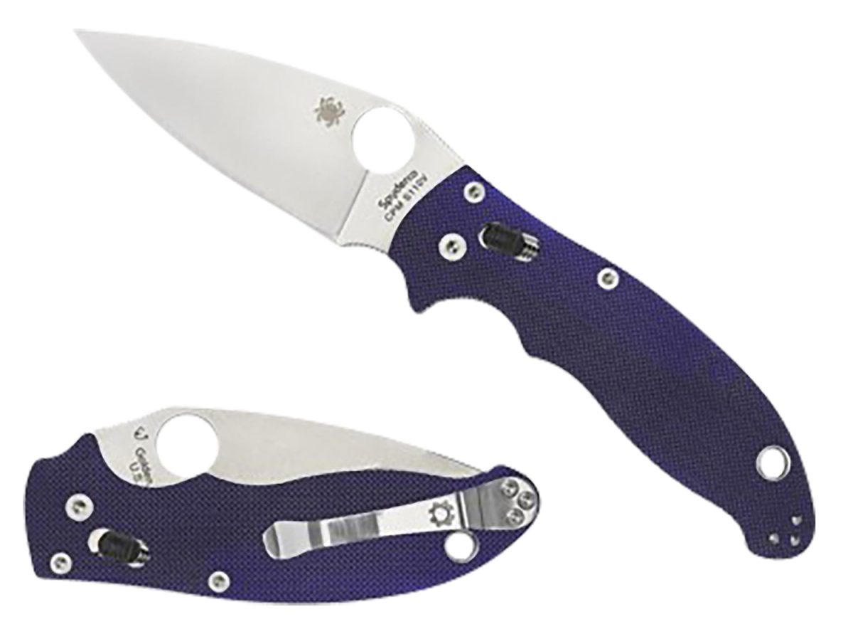 Spyderco C101Gpdbl2 Manix 2  3.37&Quot; Folding Plain Satin Cpm S110V Blade/Dark Blue Textured G10 Handle Includes Pocket Clip