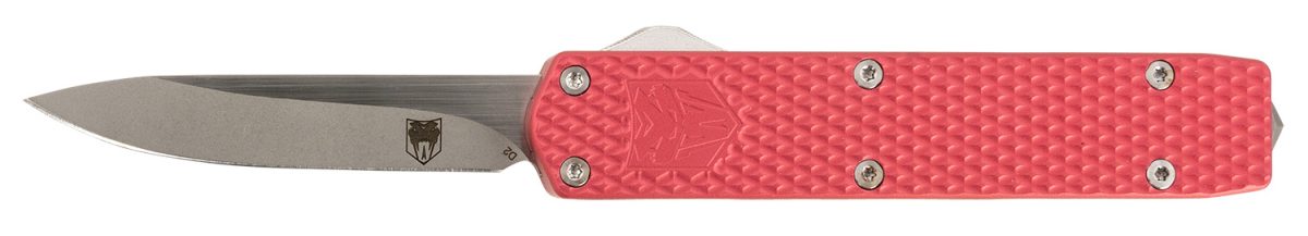 Cobratec Knives Mnrdmgen2Dns Mini Mamba Gen Ii 2.25&Quot; Otf Plain Stonewashed D2 Steel Blade, 3.38&Quot; Red Textured Anodized Aluminum Handle, Features Glass Breaker, Includes Pocket Clip