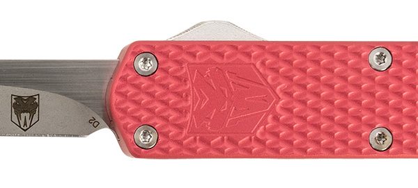 CobraTec Knives MNRDMGEN2DNS Mini Mamba Gen II 2.25" OTF Plain Stonewashed D2 Steel Blade, 3.38" Red Textured Anodized Aluminum Handle, Features Glass Breaker, Includes Pocket Clip