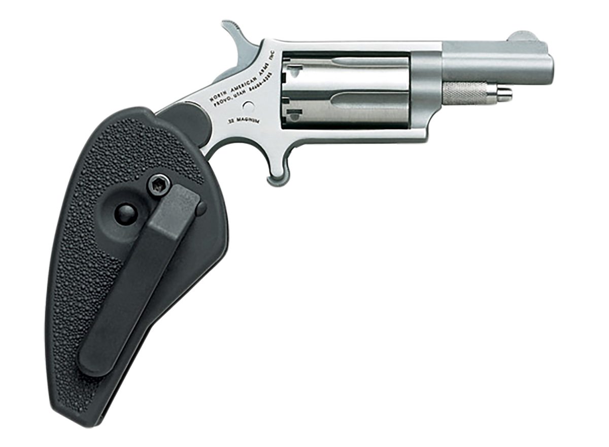 North American Arms 22Mhg Mini-Revolver  22 Wmr 5 Rd 1.63&Quot; Barrel, Overall Stainless Steel Finish, Black Synthetic Holster Grip