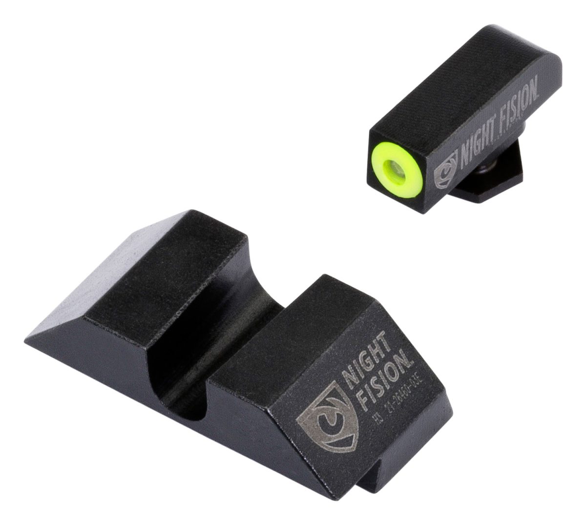 Night Fision Glk001014Ygz Tritium Night Sights For Glock  Green Tritium Yellow Outline Front Sight- Black/Blank Rear Sight Glock 17/17L/19/22