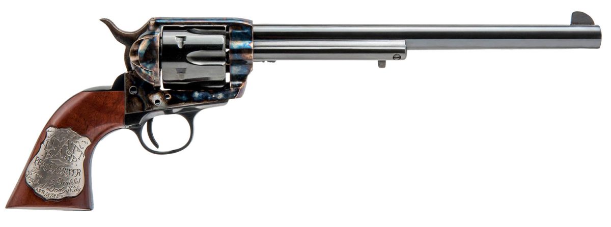 Cimarron Ca558 Wyatt Earp Frontier Buntline Hollywood Series 45 Colt (Lc) 6Rd 10&Quot; Blued Steel Barrel &Amp; Cylinder Old Model Case Hardened Steel Frame With Walnut Grip