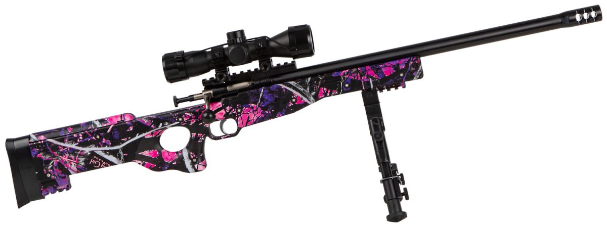 Crickett Ksa2148 Precision Package 22 Lr Caliber With 1Rd Capacity, 16.12&Quot; Bull Barrel, Blued Metal Finish &Amp; Fixed Thumbhole Muddy Girl Synthetic Stock Right Hand (Youth) Includes Scope &Amp; Bipod