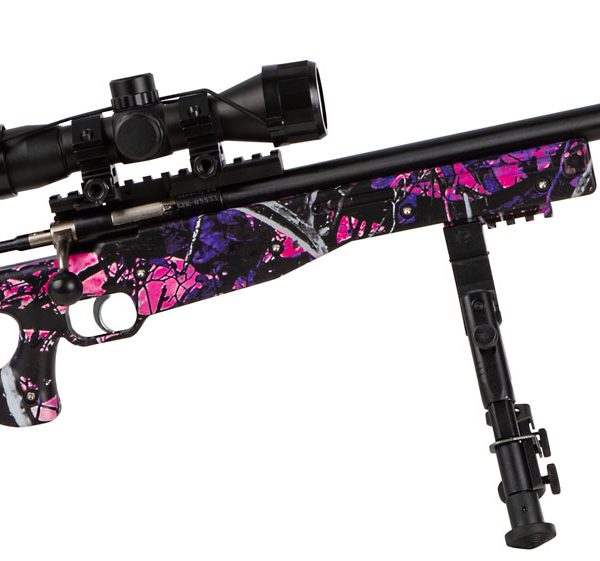 Crickett KSA2148 Precision Package 22 LR Caliber with 1rd Capacity, 16.12" Bull Barrel, Blued Metal Finish & Fixed Thumbhole Muddy Girl Synthetic Stock Right Hand (Youth) Includes Scope & Bipod