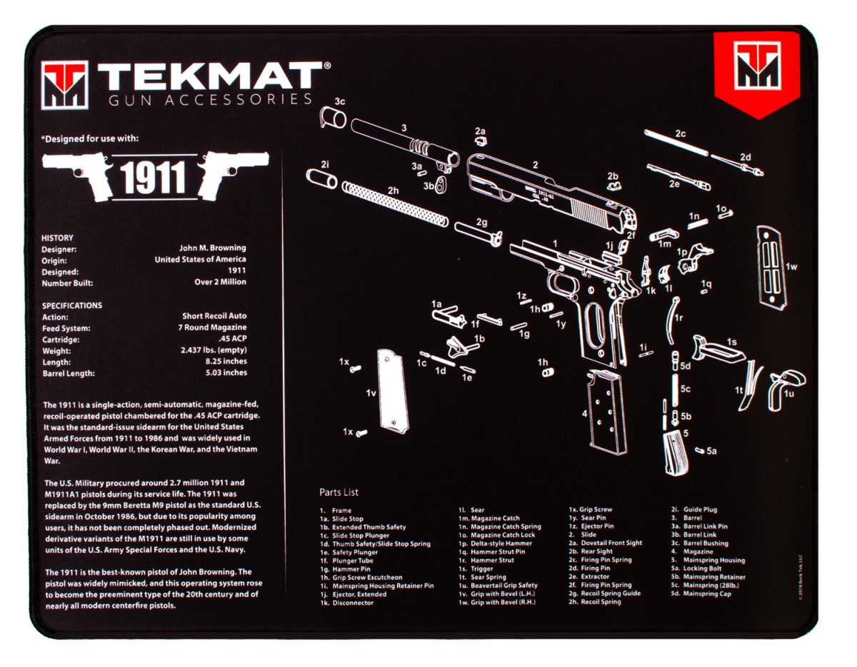 Tekmat Tekr201911 1911 Ultra 20 Cleaning Mat 1911 Parts Diagram 15&Quot; X 20&Quot;