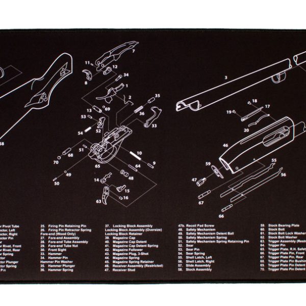 TekMat TEKR44REM870 Remington 870 Ultra 44 Cleaning Mat Remington 870 Parts Diagram 15" x 44"