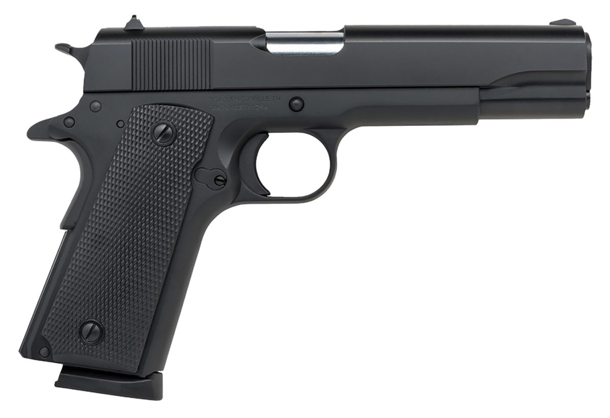 Tisas 10100518 1911 A1 Service 45 Acp 7+1, 5&Quot; Black Steel Barrel, Black Cerakote Serrated Steel Slide, Black Cerakote Steel Frame W/Beavertail, Ambidextrous