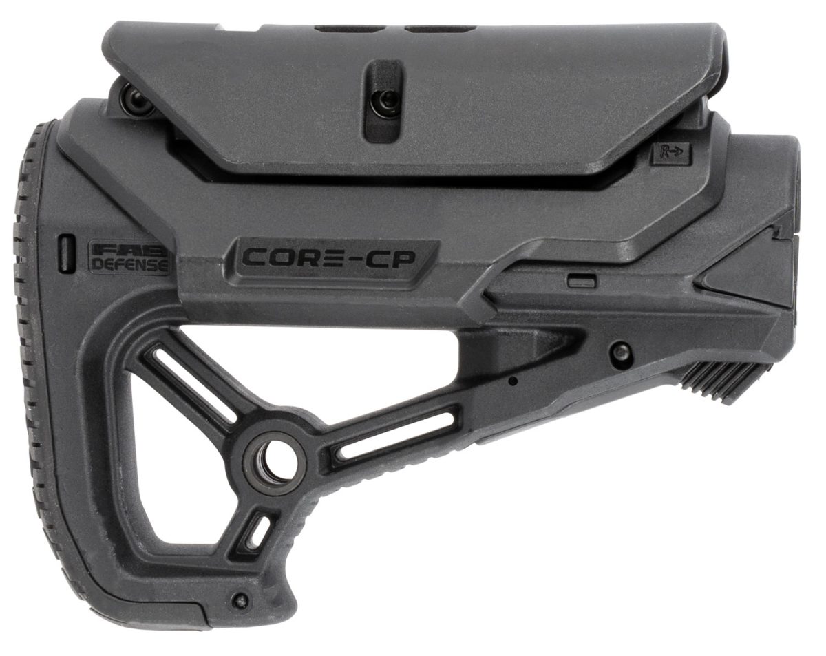 Fab Defense Fxglcorescp Gl-Core S Cp Cqb Optimized Combat Buttstock W/Adjustable Cheek-Rest For Ar-15/ M4 Black Fiberglass Reinforced Polymer