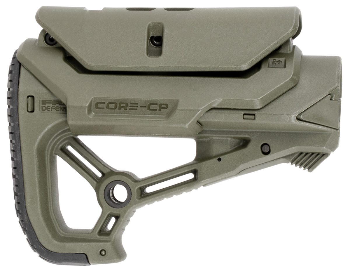 Fab Defense Fxglcorecpg Gl-Core Cp Buttstock For Ar-15/ M4 W/Adjustable Cheek-Rest Od Green Fiberglass Reinforced Polymer