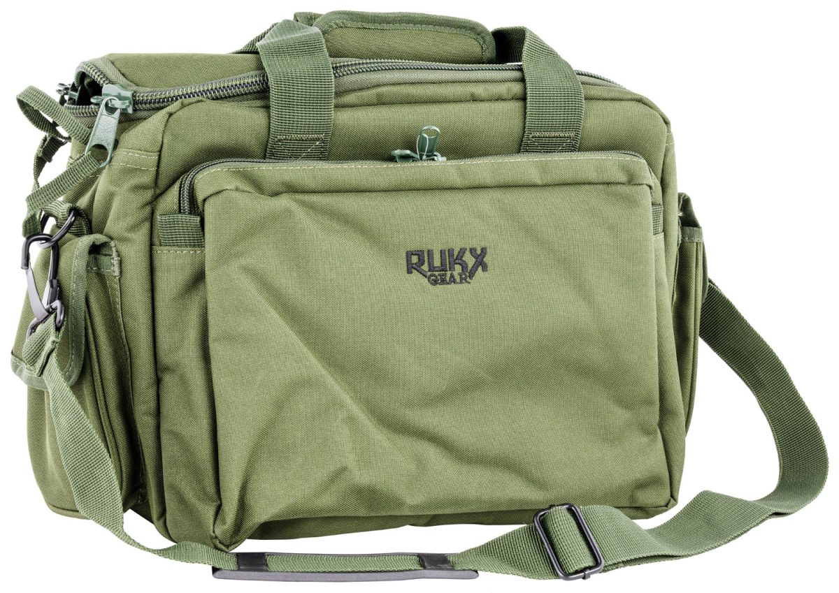 Rukx Gear Atictrbg Tactical Range Bag  Water Resistant Green 600D Polyester With Hidden Handgun Pocket, Mag &Amp; Ammo Storage, Non-Rust Zippers &Amp; Carry Handle 16&Quot; X 7.50&Quot; X 10.50&Quot; Interior Dimensions