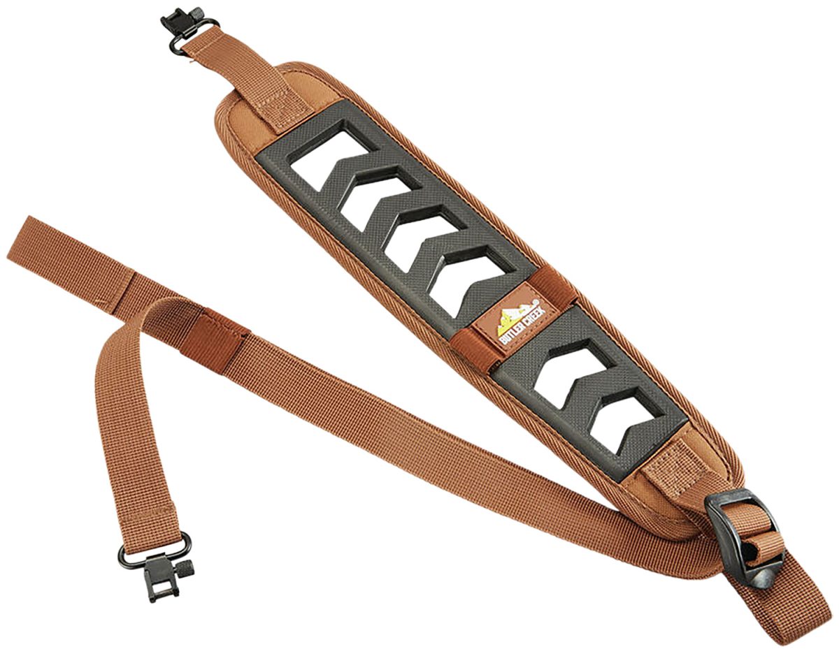 Butler Creek 190031 Featherlight Rifle Sling Brown W/Black Accents Foam 22&Quot;-36&Quot; Oal 3&Quot; Wide Adjustable Design 2 Cartridge Loops &Amp; Swivels